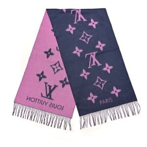 New Authentic Louis Vuitton midnight and pink Reykjavik cashmere shawl scarf